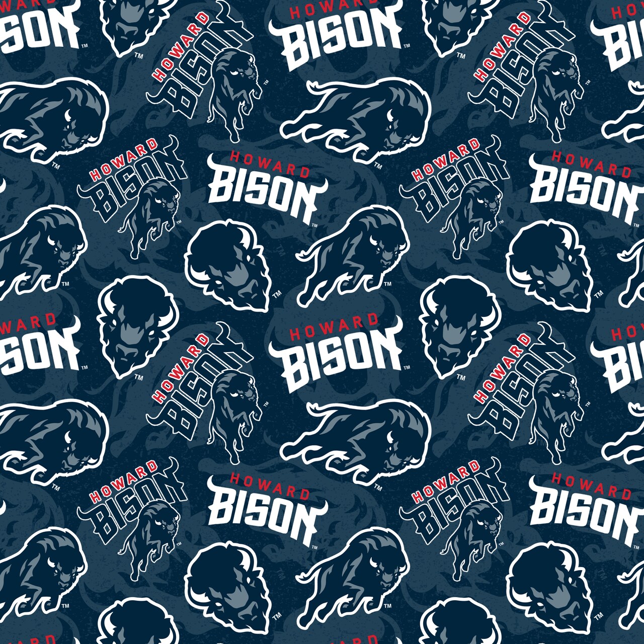 Sykel Enterprises-Howard University Cotton Fabric-Howard Bison Tone On Tone Cotton Quilting Fabric